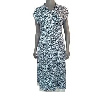 Boden Floral Midi Dress Sleeveless Navy White Cotton Modal Pockets Plus 16/18 L